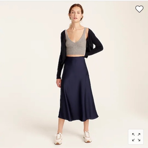 J.Crew Pull-On Silky Slip Skirt in Navy Dots Soft Grunge 1990s Size XL NWT - Picture 3 of 11